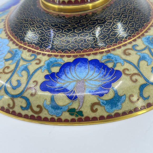 vintage chinese cloisonné enamel pedestal bowl - Picture 6 of 8